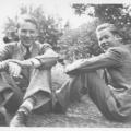 Hampton Gray sitting with brother Jack Gray, 1940