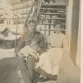 Couple with dog, Mürren P.O.W. Camp, Switzerland, 1916-1917, WWI