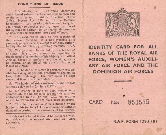 RAF Identification Card, front