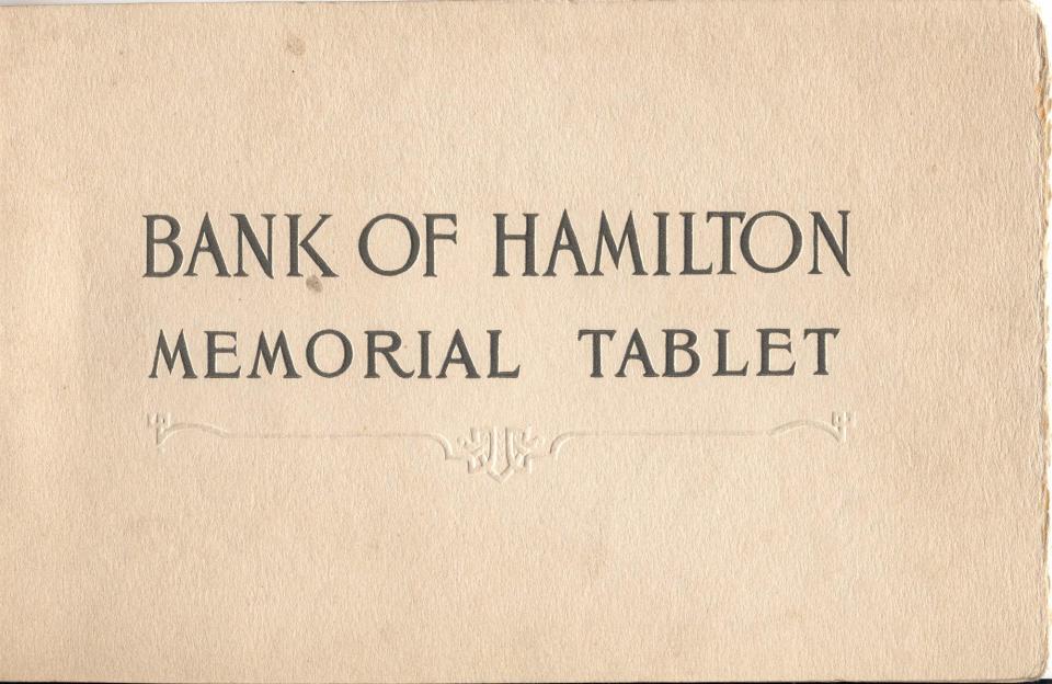 Cover of
"Bank of Hamilton 
Memorial Tablet"