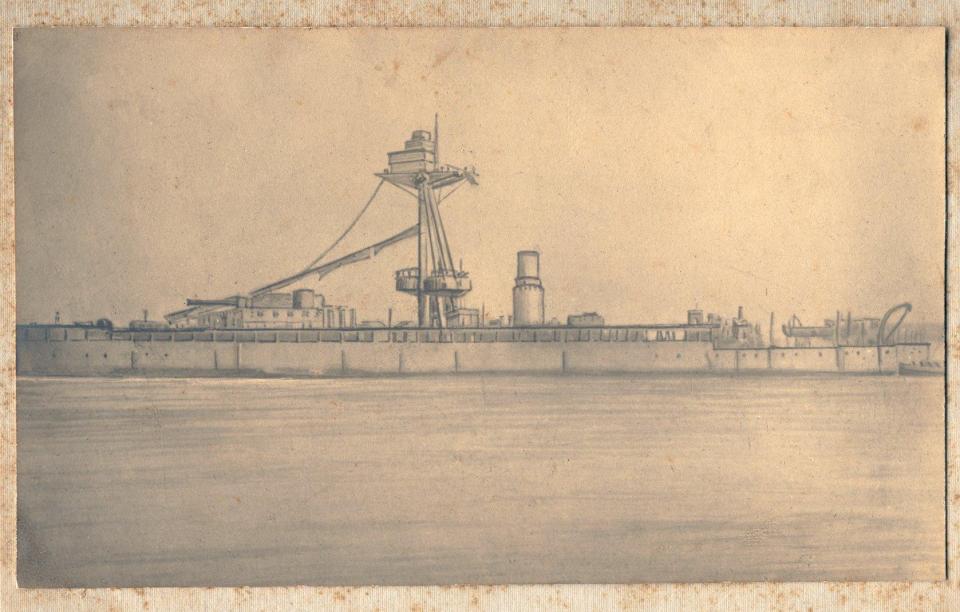 Line Drawing of Ship