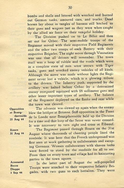 Regimental History, pg 30