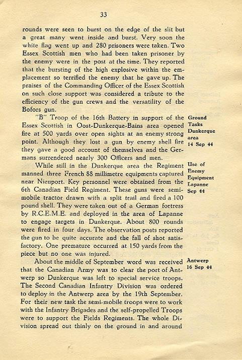 Regimental History, pg 33