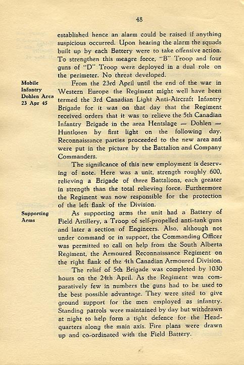 Regimental History, pg 48