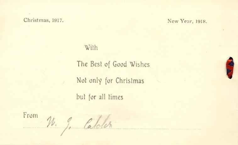 Christmas Card 
December 1917
Inside Cover