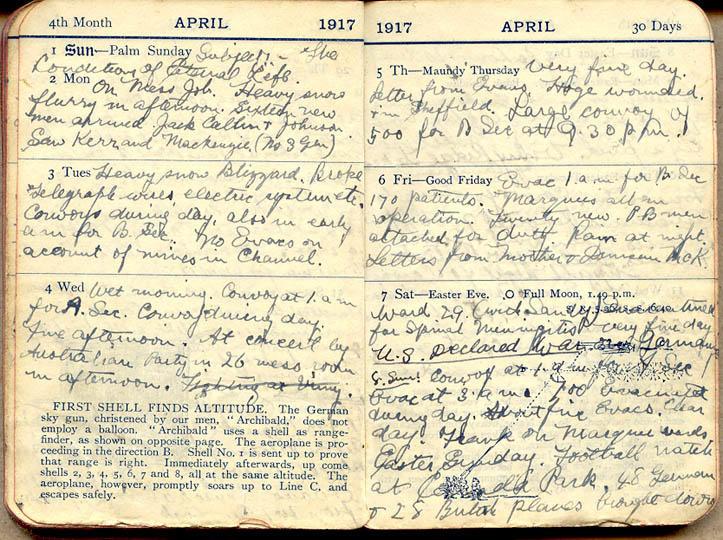 2 April 1917 Wilson diary.