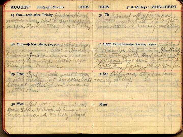 August 1916 Wilson diary, page 118/119.