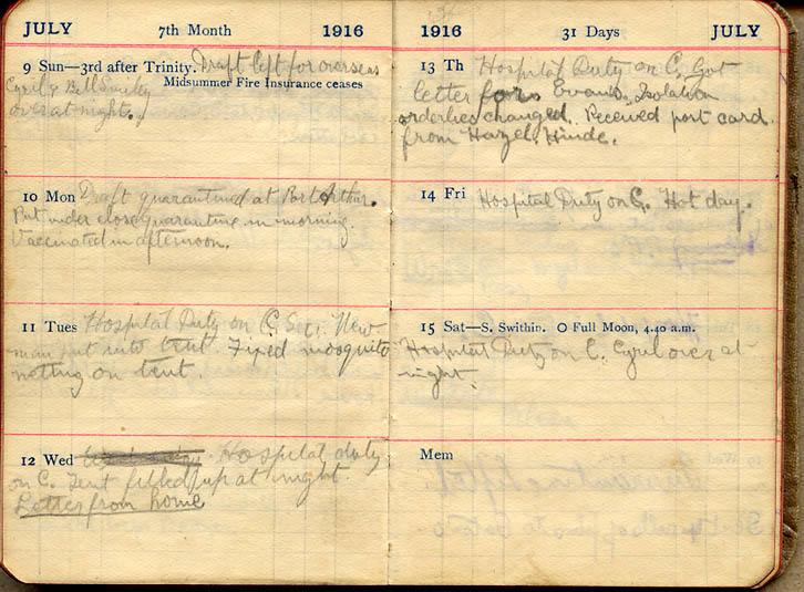 July 1916 Wilson diary, page 104/105.