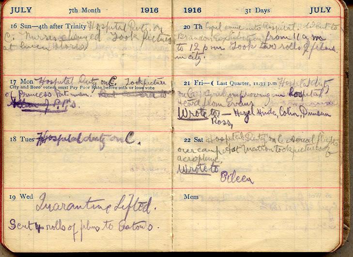 July 1916 Wilson diary, page 106/107.