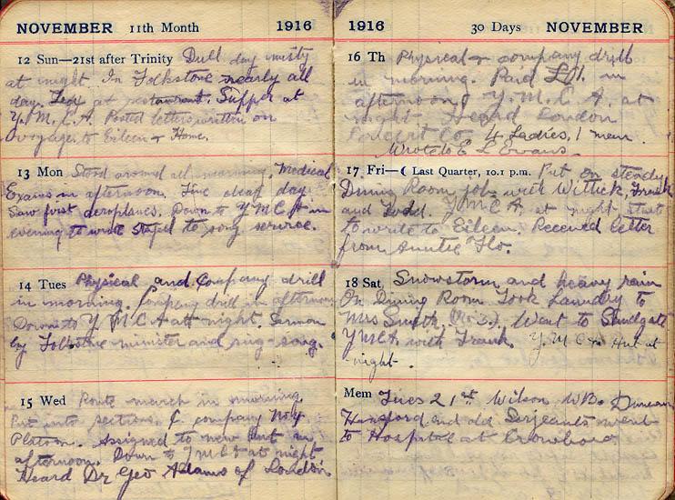 November 1916 Wilson diary, page 140/141.