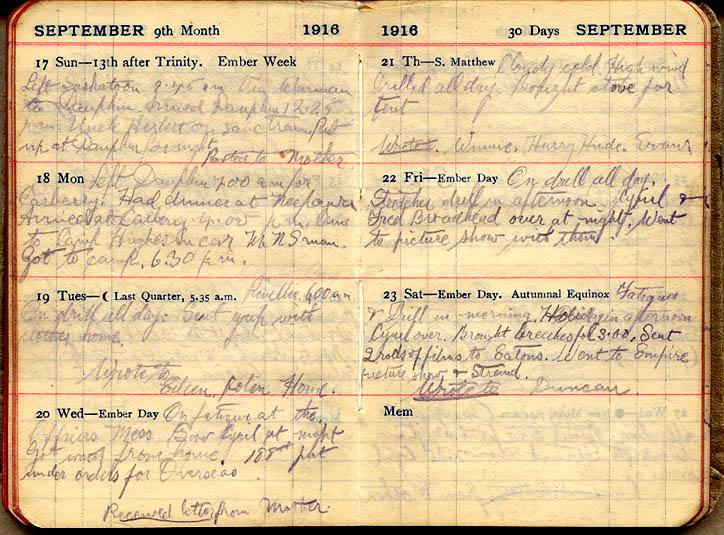 September 1916 Wilson diary, page 122/123.