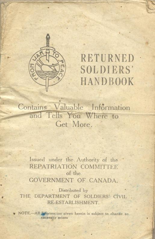 Returned Soldiers Handbook, nd, page 1