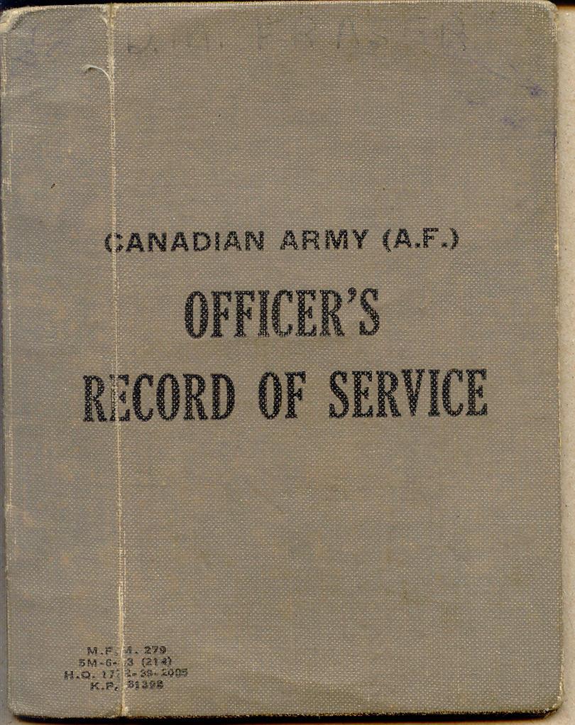 Canadian Army Officer's Record of Service Book (cover)