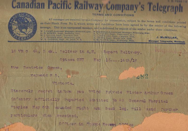 Telegram, May 13, 1916