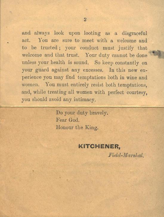 Note from Kitchener, back.