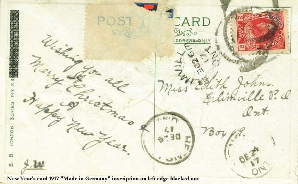 Christmas Postcard to Edith Johns