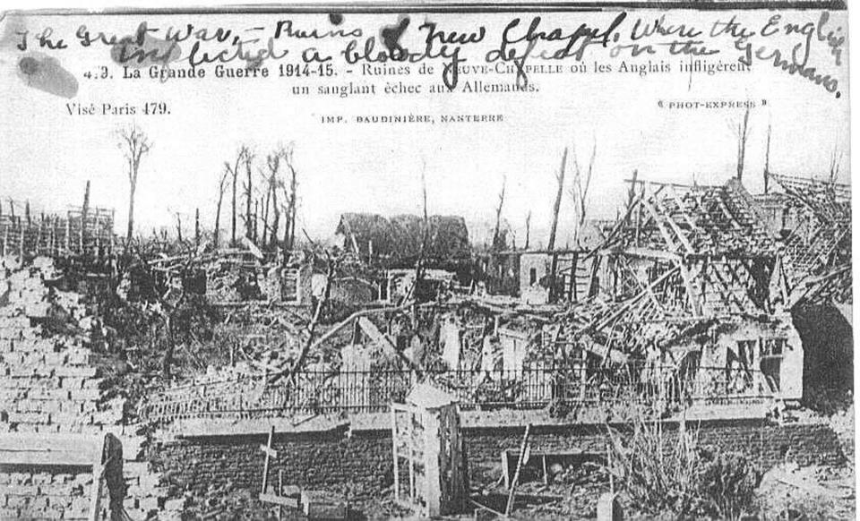 Postcard of War Torn Chapel (front)