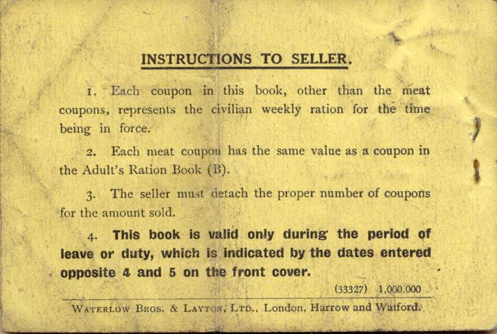 Ration Book
November 11-25, 1918
Back