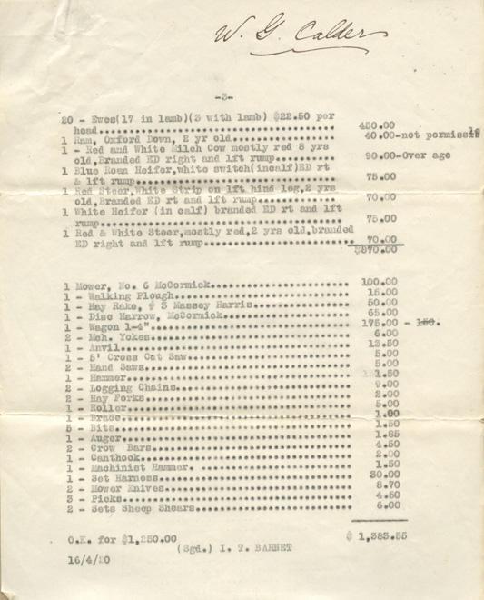#3 Soldiers Settlement Board 
Appraisal
April 16, 1920