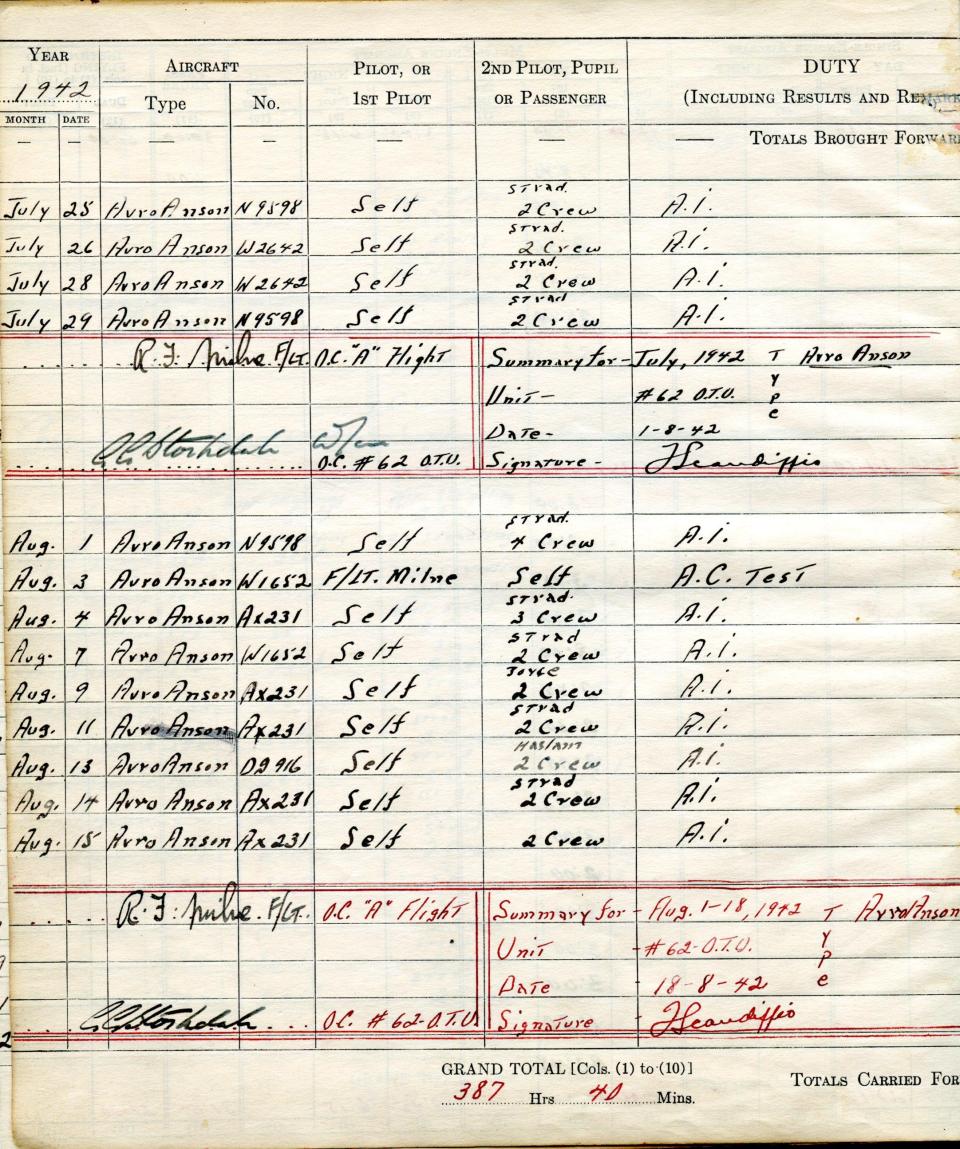 Francis Scandiffio, Pilot Logbook, p.34