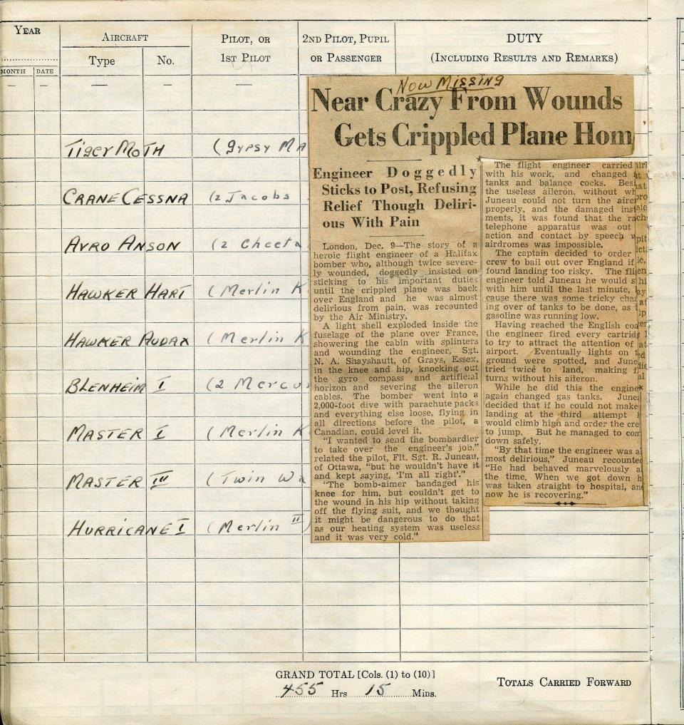 Francis Scandiffio, Pilot Logbook, p.47