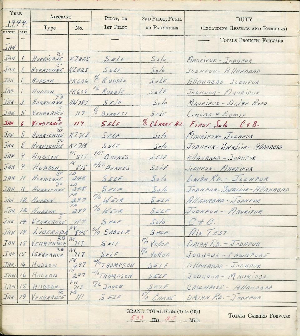 Francis Scandiffio, Pilot Logbook, p.59