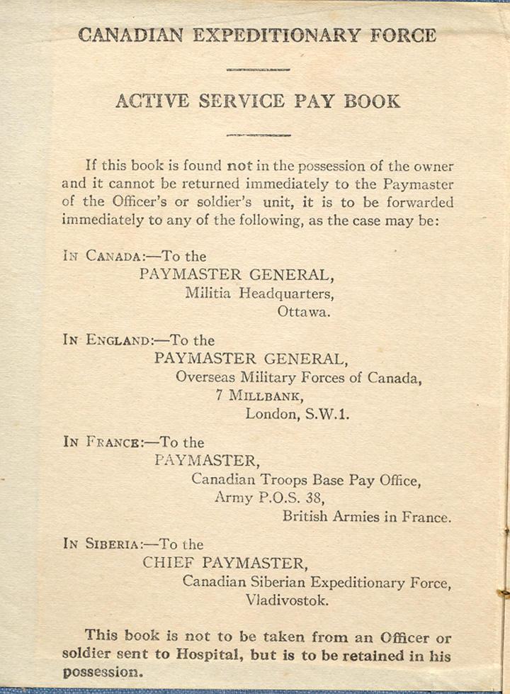 First page of CEF Paybook from May, 1919.