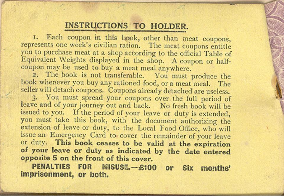 Page 2 of Rationbook 1919.