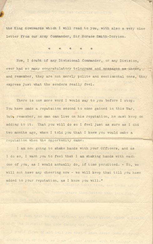 Page 3 of Words Spoken to the 1st Canadian Division.