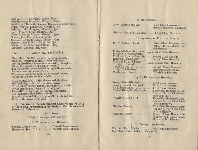 Convocation program, May 12, 1922, 10-11.