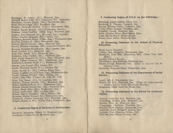 Convocation program, May 12, 1922, 8-9.