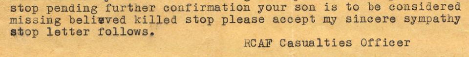 Morlidge Detail - November 12, 1942 - Telegram