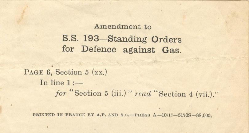 Defence against Gas
Amedment