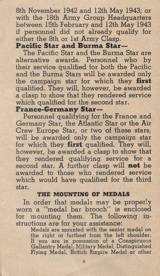 William Daniel Boon. Medal Booklet. Page 5. 