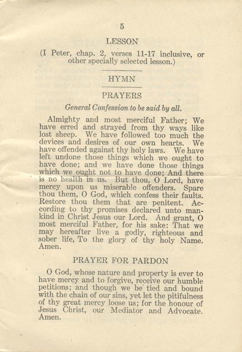 Militia &amp; Defence
Order of Divine Service
At Camps Instructions
1916
Page 5