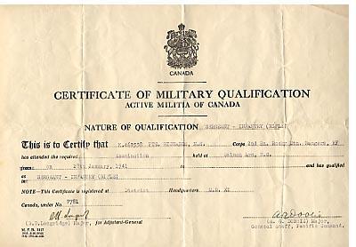 Certificate of Military Qualification, 1941