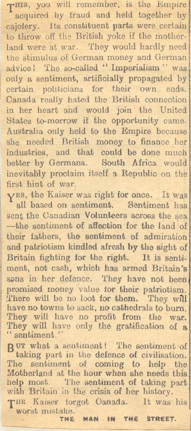 The Following Newspaper Clipping
Is commenting on the arrival
of the Canadian Troops in England 
And more...