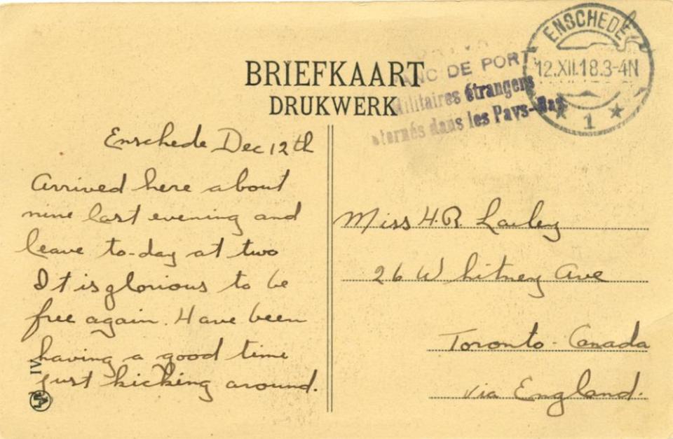 1918 postcard captioned “Twentsch Binnenhuis (los huis)” back view