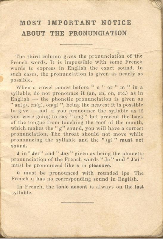 An English-French Booklet
for the British Expeditionary Forces
Page 1