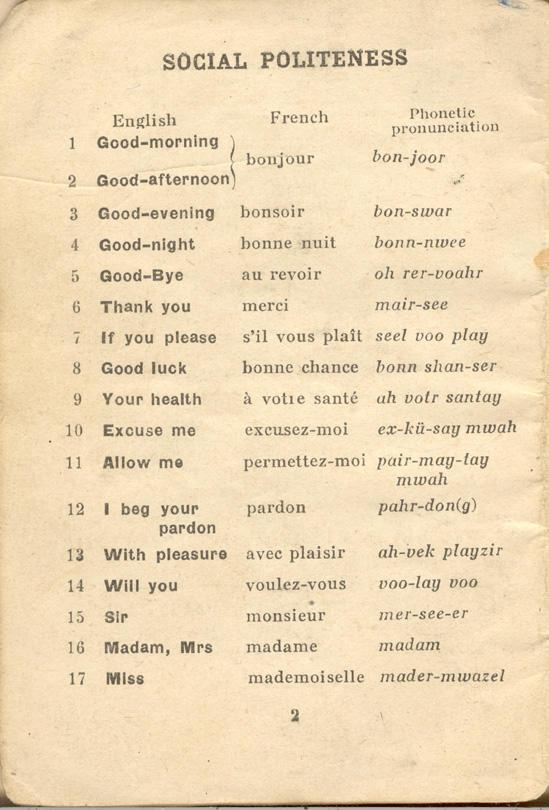 An English-French Booklet
for the British Expeditionary Forces
Page 2