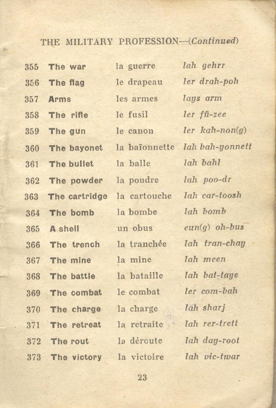 An English-French Booklet
for the British Expeditionary Forces
Page 23