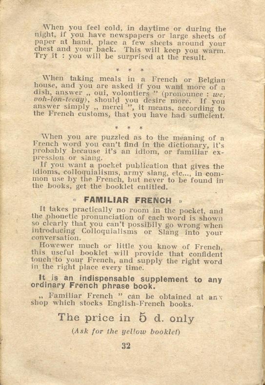 An English-French Booklet
for the British Expeditionary Forces
Page 32