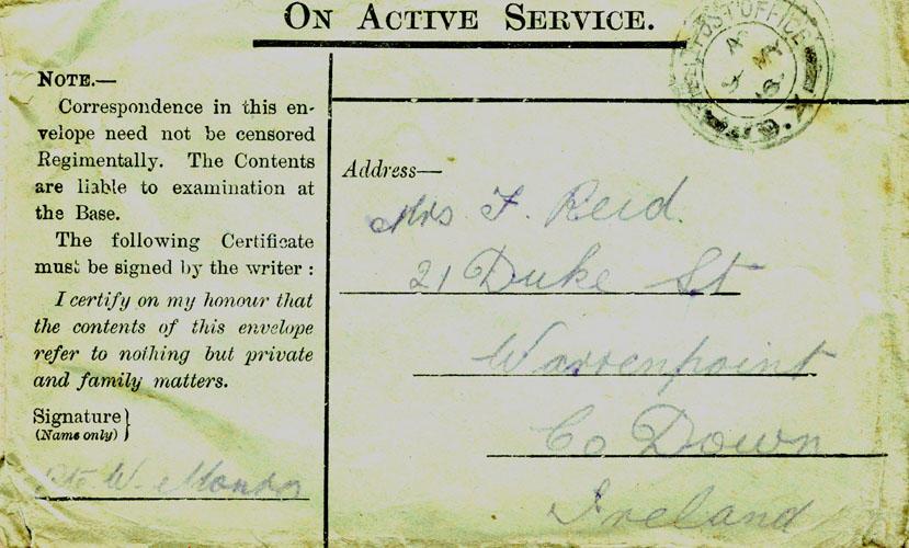 Envelope "On Active Service'
March 9th, 1916
Front only