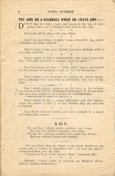 Paris Number
"O-PIP" Booklet
Published Monthly by
58th Battery C.F.A
Page 4