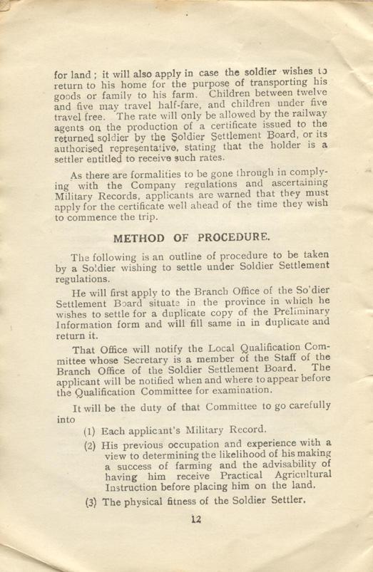 Handbook #2
The Soldier Settlement
Board of Canada
1919
Page 12