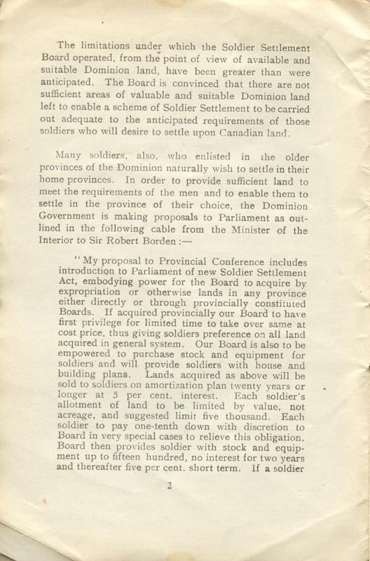Handbook #2
The Soldier Settlement
Board of Canada
1919
Page 2