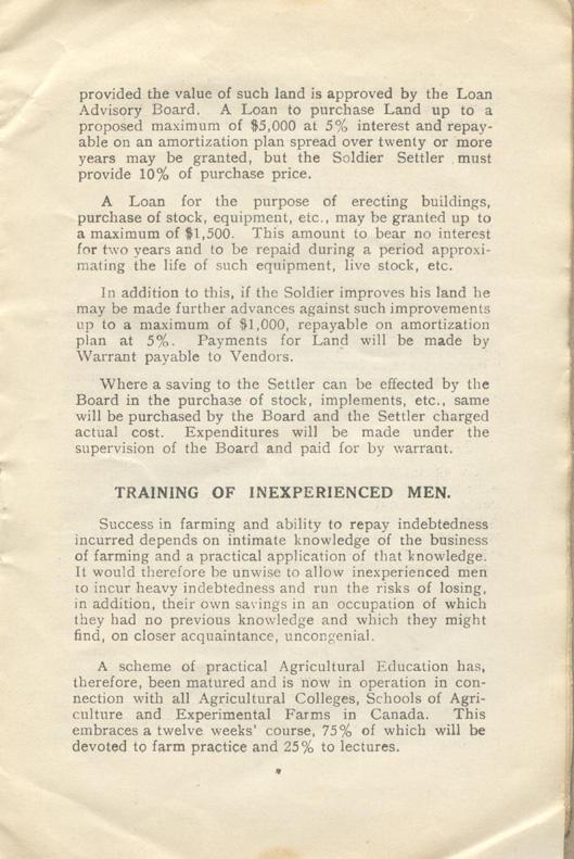 Handbook #2
The Soldier Settlement
Board of Canada
1919
Page 7