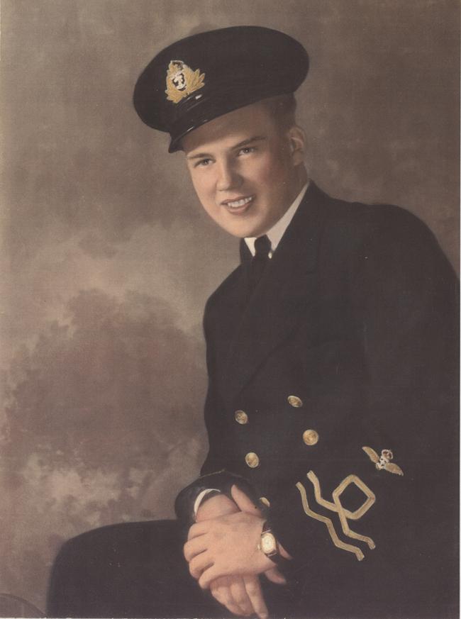 Iconic WWII portrait of Lt. Hampton Gray VC DSC in uniform; RCNVR Wavy Navy rank stripes on sleeve