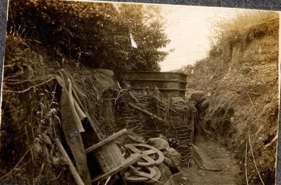 Photo Album, page 01: Observing Post at Gommecourt Woods, France.