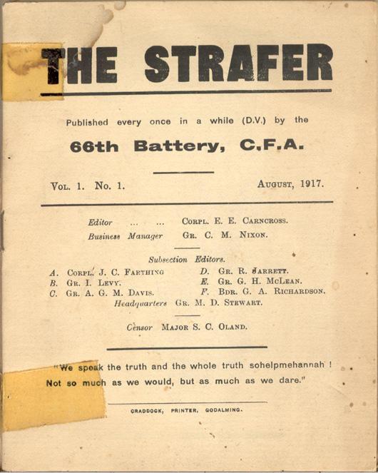 The Strafer - Booklet
August, 1917
Cover